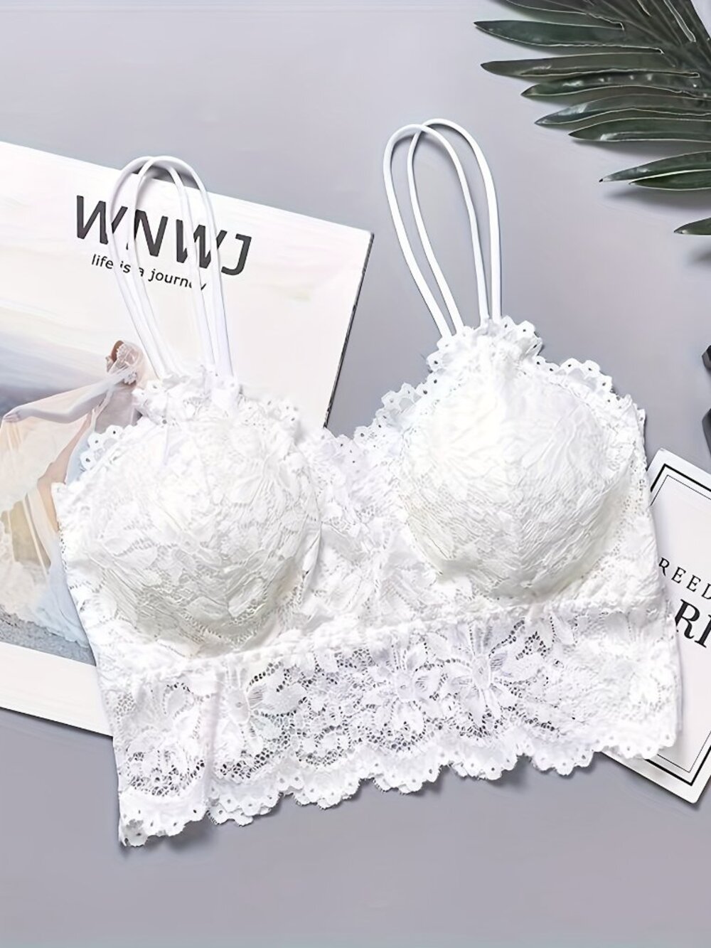 Unbranded White Floral Lace Bralette Crop Top Adjustable Straps No Wire NEW XL
